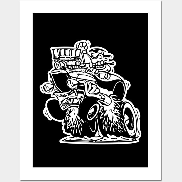 Drag racing wheelie cartoon artwork Wall Art by Aliii63s